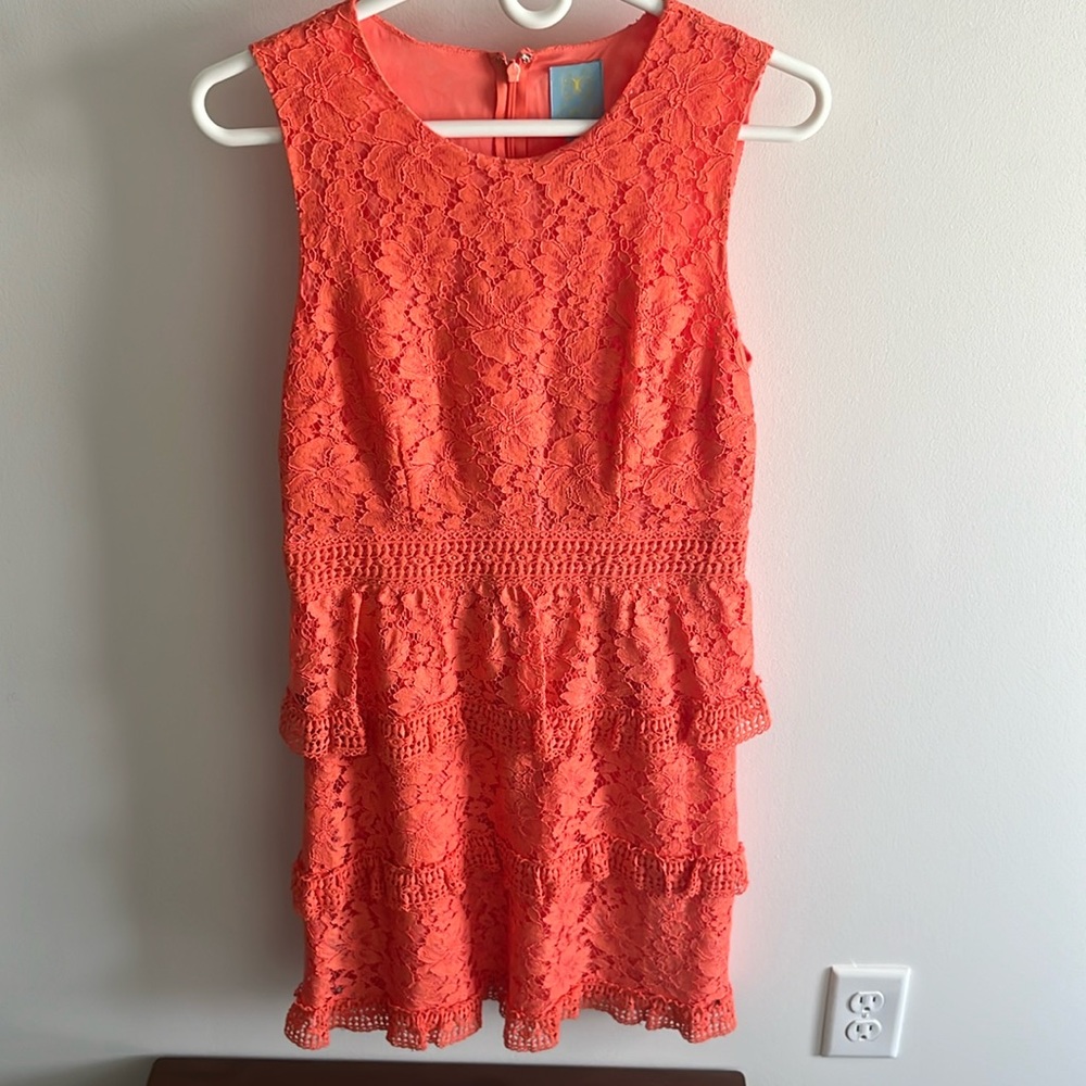 Lace coral tiered Dress